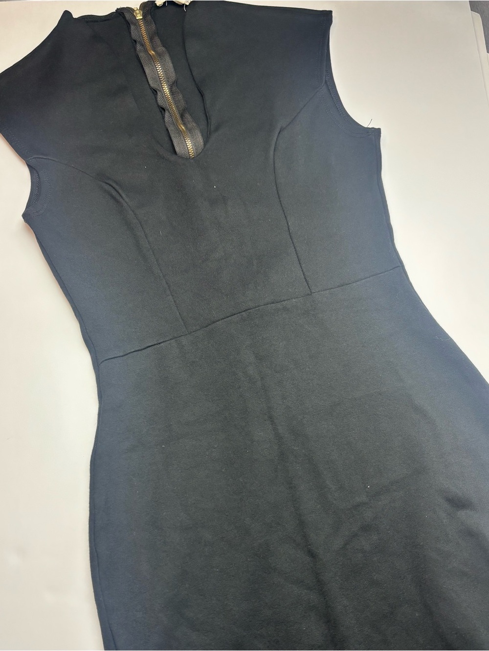 Rolla Coster Black Sleeveless Midi Dress with Exposed Gold Zip